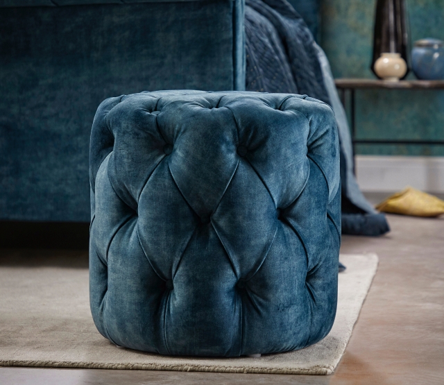 Cora Round Button Pouffe